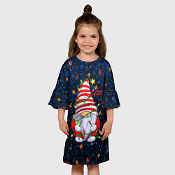 Платье клеш для девочки Гном с гирляндой, цвет: 3D-принт — фото 2