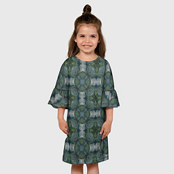 Платье клеш для девочки Малахитовый индейский орнамент, цвет: 3D-принт — фото 2