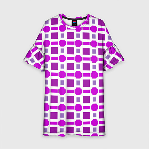 Детское платье Фиолетовые кирпичики и белые полосы / 3D-принт – фото 1