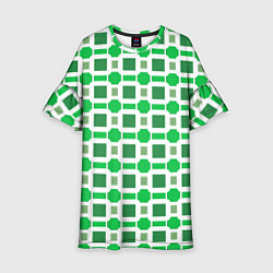 Детское платье Зелёные кирпичики и белые полосы