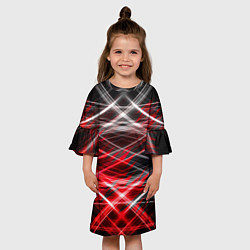 Платье клеш для девочки Красный лазер линии, цвет: 3D-принт — фото 2