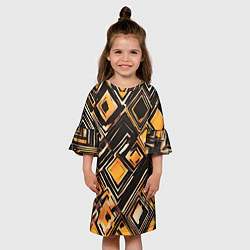 Платье клеш для девочки Жёлтые ромбы и линии, цвет: 3D-принт — фото 2