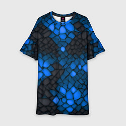 Платье клеш для девочки Синий трескающийся камень, цвет: 3D-принт