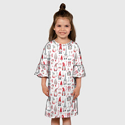 Платье клеш для девочки Акварельные гномы, цвет: 3D-принт — фото 2
