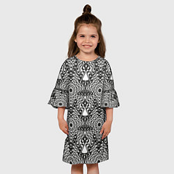 Платье клеш для девочки Черные линии, цвет: 3D-принт — фото 2