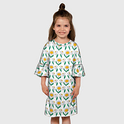 Платье клеш для девочки Мультяшные ромашки, цвет: 3D-принт — фото 2