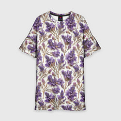 Детское платье Паттерн из сухих цветов лаванды в стиле акварели