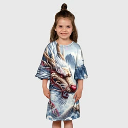 Платье клеш для девочки Свирепый японский дракон - искусство, цвет: 3D-принт — фото 2
