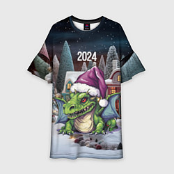 Платье клеш для девочки Дракоша 2024, цвет: 3D-принт