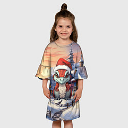 Платье клеш для девочки Красный дракончик 2024, цвет: 3D-принт — фото 2