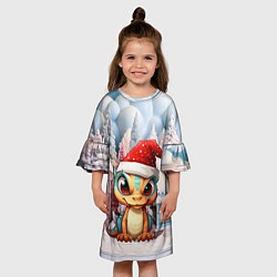 Платье клеш для девочки Маленький дракончик 2024 год, цвет: 3D-принт — фото 2