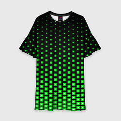 Платье клеш для девочки Зелёные квадраты, цвет: 3D-принт