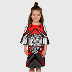 Платье клеш для девочки Россия - красная геометрия, цвет: 3D-принт — фото 2