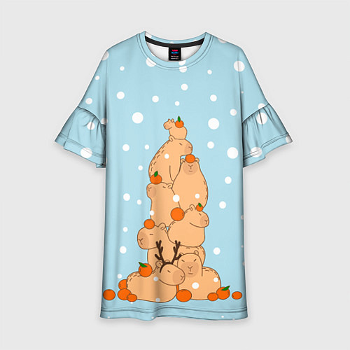 Детское платье Гора капибара в снегу / 3D-принт – фото 1