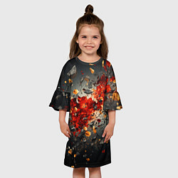 Платье клеш для девочки Желтые и черные осколки после взрыва, цвет: 3D-принт — фото 2