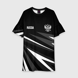Платье клеш для девочки Russia - black and white geometry, цвет: 3D-принт