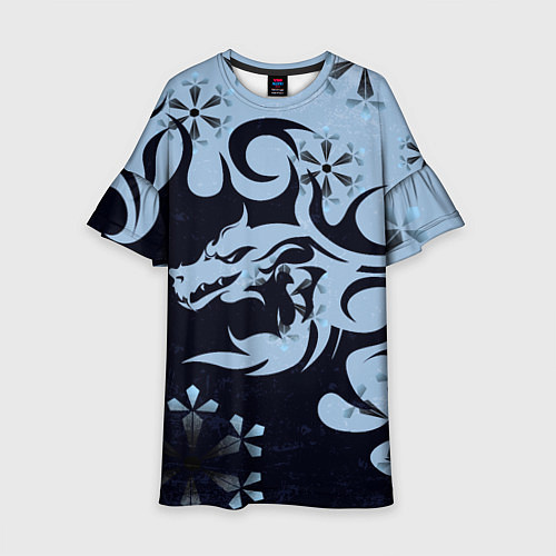 Детское платье Дракон со снежинками / 3D-принт – фото 1