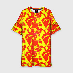 Детское платье Красные фигуры на жёлтом фоне