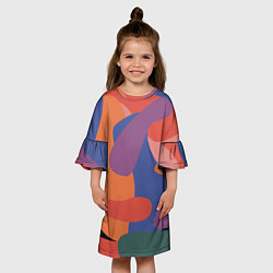 Платье клеш для девочки Цветные кляксы, цвет: 3D-принт — фото 2