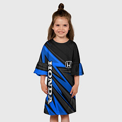 Платье клеш для девочки Honda motors - синяя спортивная абстракция, цвет: 3D-принт — фото 2