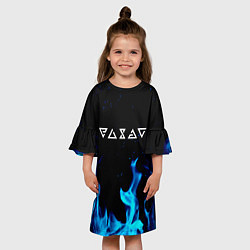 Платье клеш для девочки Ведьмак лого огонь, цвет: 3D-принт — фото 2