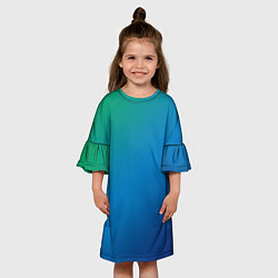 Платье клеш для девочки Зеленый и синий диагональный градиент, цвет: 3D-принт — фото 2