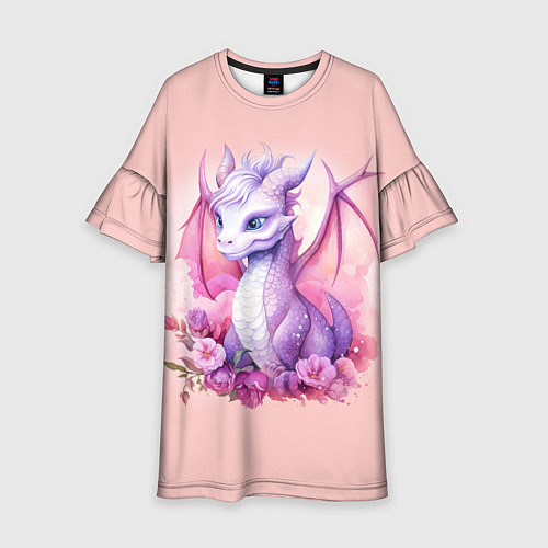 Детское платье Дракончик с цветами / 3D-принт – фото 1