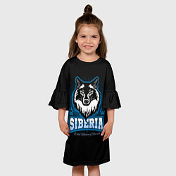 Платье клеш для девочки Сибирь - волк, цвет: 3D-принт — фото 2