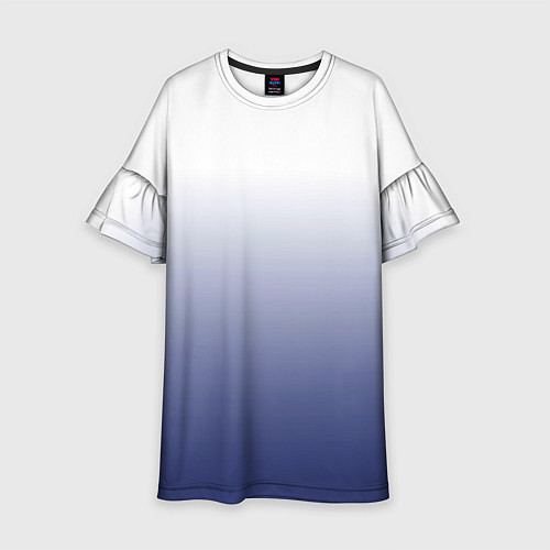 Детское платье Туманный градиент бело-синий / 3D-принт – фото 1