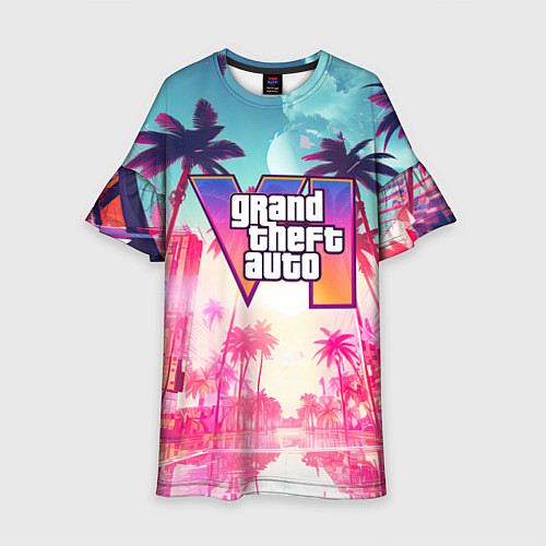 Детское платье Gta 6 logo vice city style / 3D-принт – фото 1