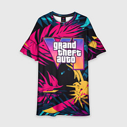 Платье клеш для девочки GTA 6 logo abstract, цвет: 3D-принт
