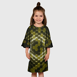 Платье клеш для девочки Гексагональная броня, цвет: 3D-принт — фото 2