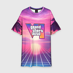Платье клеш для девочки GTA 6 Vaporwave, цвет: 3D-принт
