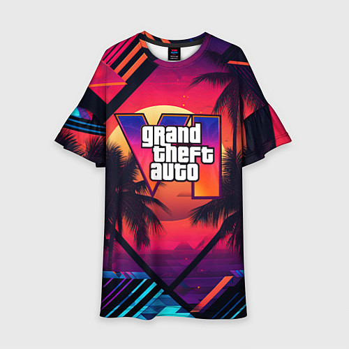 Детское платье GTA 6 аbstract logo / 3D-принт – фото 1