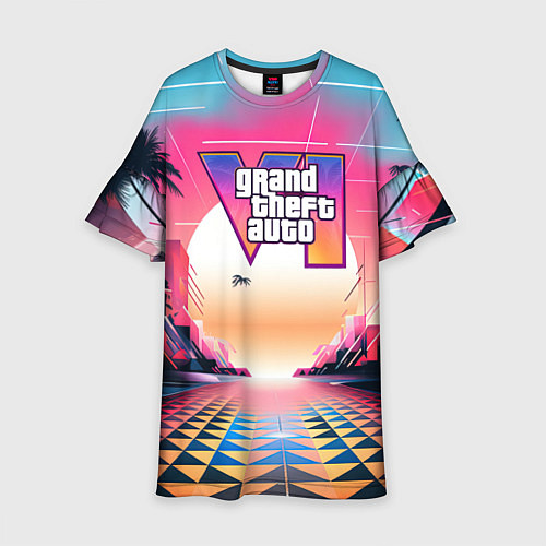 Детское платье GTA 6 retro abstract logo / 3D-принт – фото 1