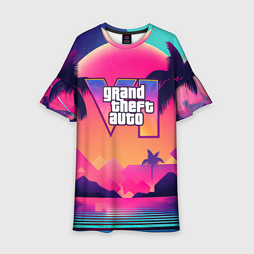 Детское платье GTA 6 закат солнца / 3D-принт – фото 1