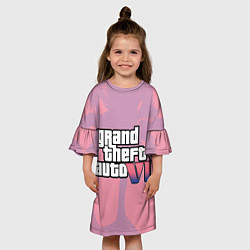 Платье клеш для девочки GTA 6 pink, цвет: 3D-принт — фото 2