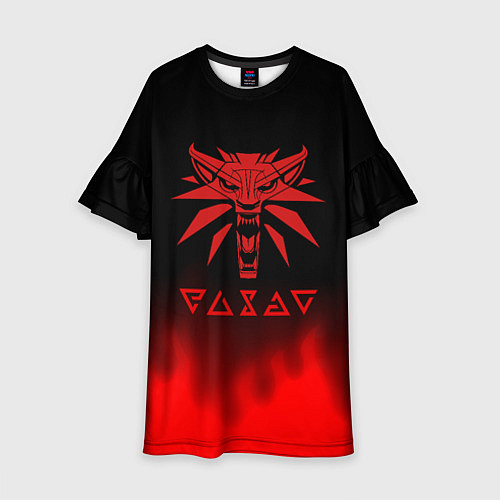 Детское платье Ведьмак огонь лого геральт / 3D-принт – фото 1