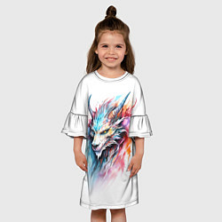 Платье клеш для девочки Портрет дракона, цвет: 3D-принт — фото 2
