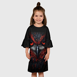 Платье клеш для девочки Красная сова, цвет: 3D-принт — фото 2
