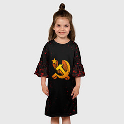 Платье клеш для девочки Серп и молот СССР краски, цвет: 3D-принт — фото 2