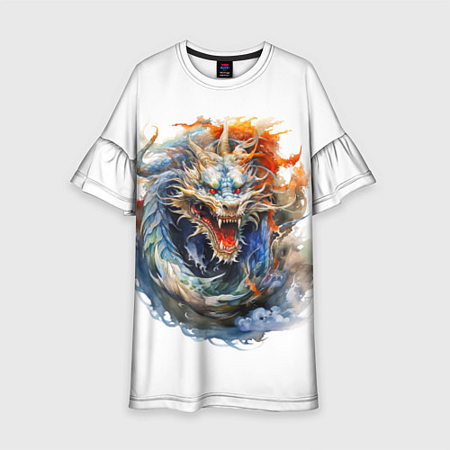 Детское платье Портрет китайского дракона символа Нового года / 3D-принт – фото 1