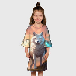 Платье клеш для девочки Небесная волчица, цвет: 3D-принт — фото 2