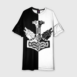 Платье клеш для девочки Волки и молот Тора, цвет: 3D-принт