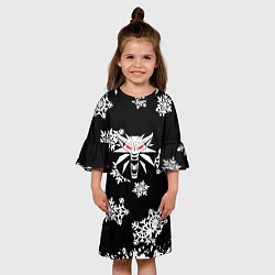 Платье клеш для девочки Ведьмак зимняя охота, цвет: 3D-принт — фото 2