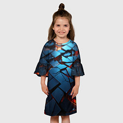 Платье клеш для девочки Синие битые плитки, цвет: 3D-принт — фото 2