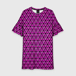 Платье клеш для девочки Розовые и чёрные треугольники, цвет: 3D-принт