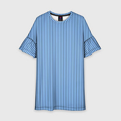 Детское платье Строгий небесно-голубой в полоску
