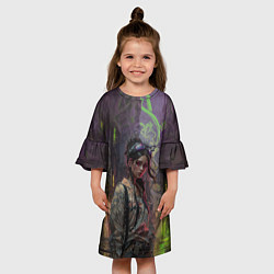 Платье клеш для девочки Девушка в ядовитых тонах, цвет: 3D-принт — фото 2