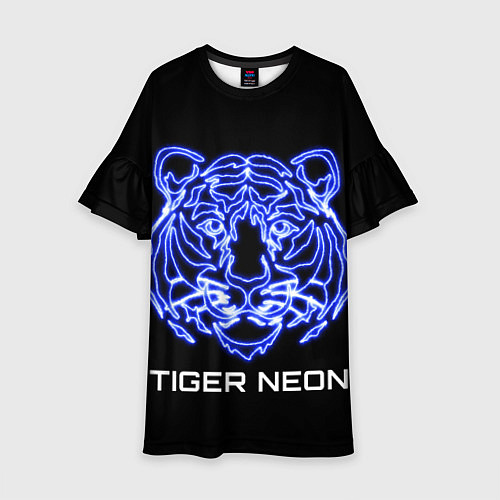 Детское платье Tiger neon art / 3D-принт – фото 1